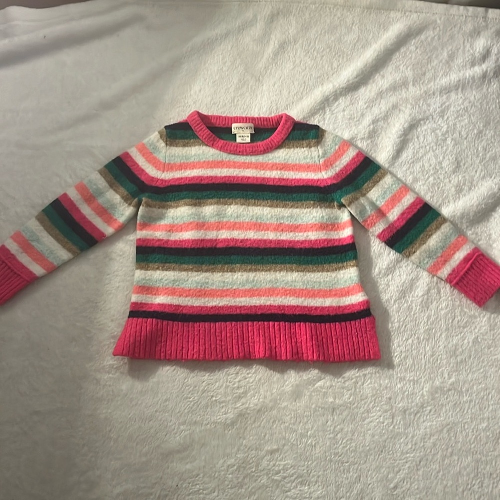 CREWCUTS Pink striped‎ sweater side XXS 2-3